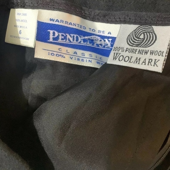 Pendleton Black Pure New Wool Pleated Lined Vintage Pencil Skirt Career Office - Picture 4 of 4
